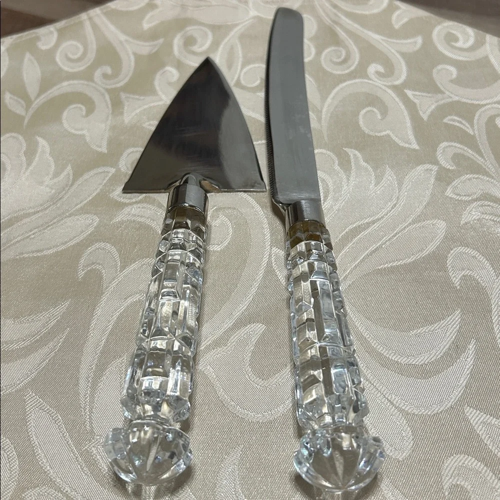 VTG Godinger Wedding Bridal Crystal Silver Plate Cake Server Cutting Knife